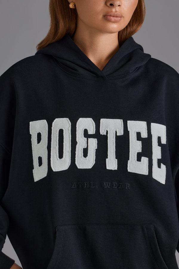 Appliqué Oversized Hoodie in Black - Image 4