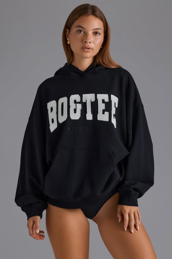 Appliqué Oversized Hoodie in Black - Image 5