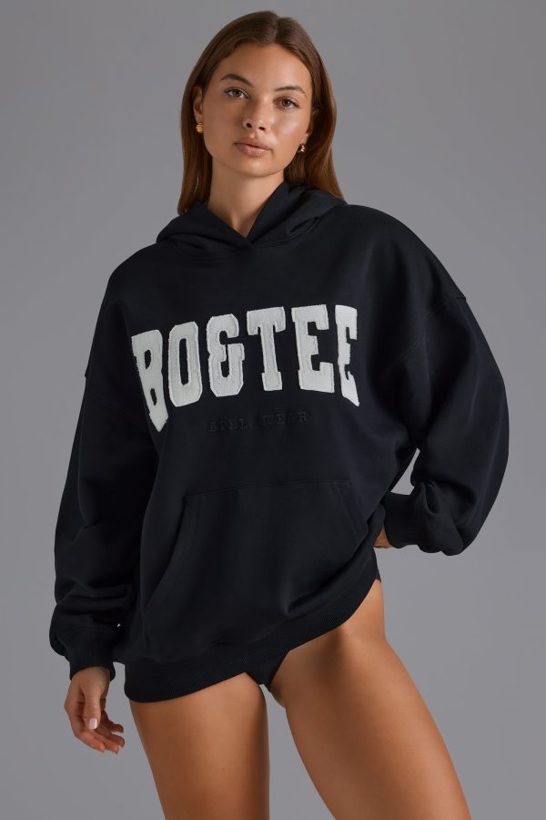 Appliqué Oversized Hoodie in Black - Image 7