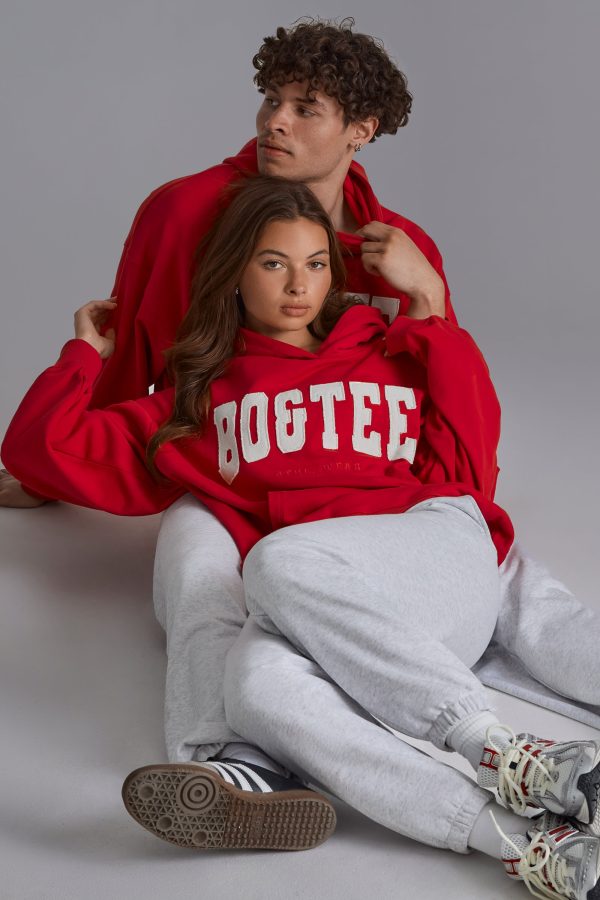 Appliqué Oversized Hoodie in Cherry Red - Image 5