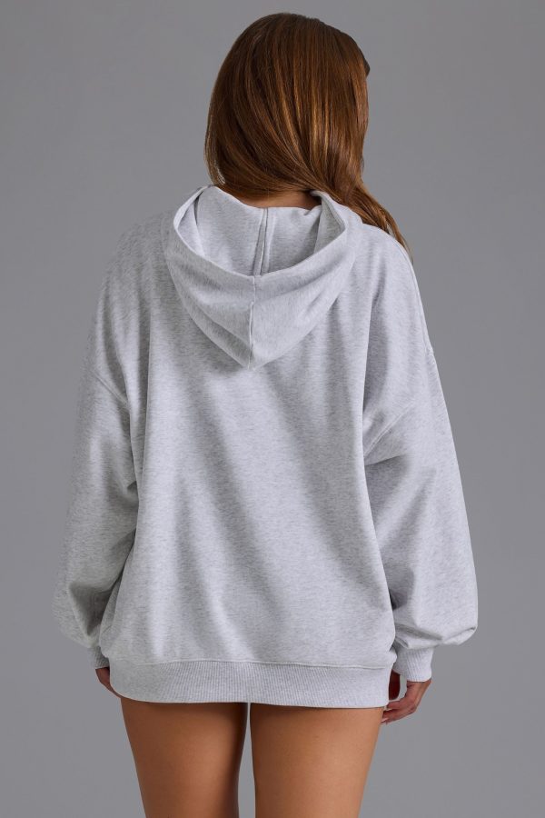 Appliqué Oversized Hoodie in Grey Marl - Image 2