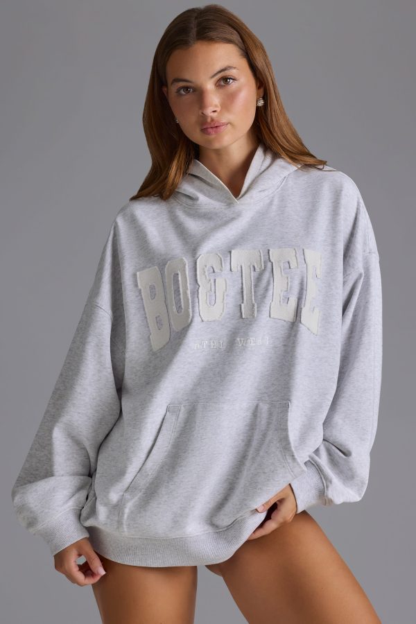 Appliqué Oversized Hoodie in Grey Marl - Image 6