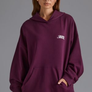 Appliqué Oversized Hoodie in Grape
