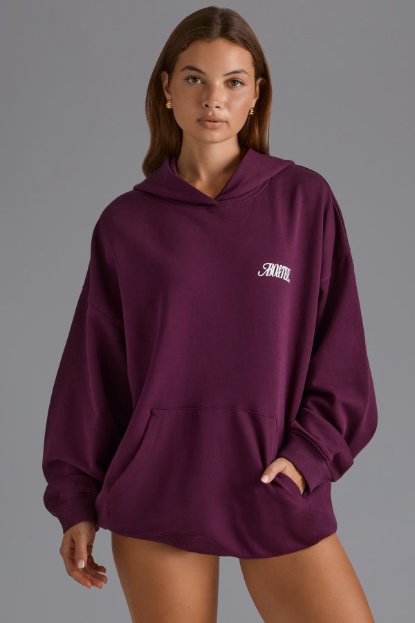 Appliqué Oversized Hoodie in Grape