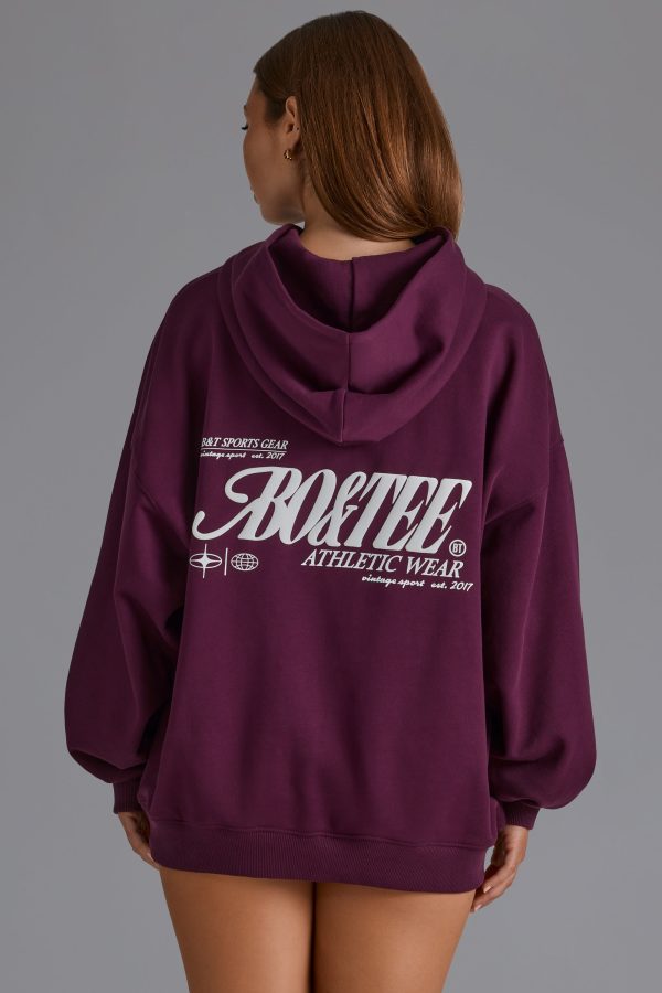 Appliqué Oversized Hoodie in Grape - Image 2