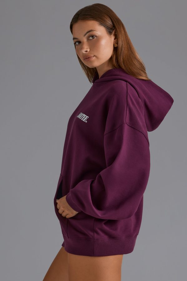 Appliqué Oversized Hoodie in Grape - Image 3