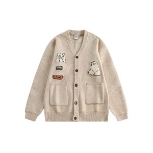 Men’s V Neck Cardigan Loose Sweater