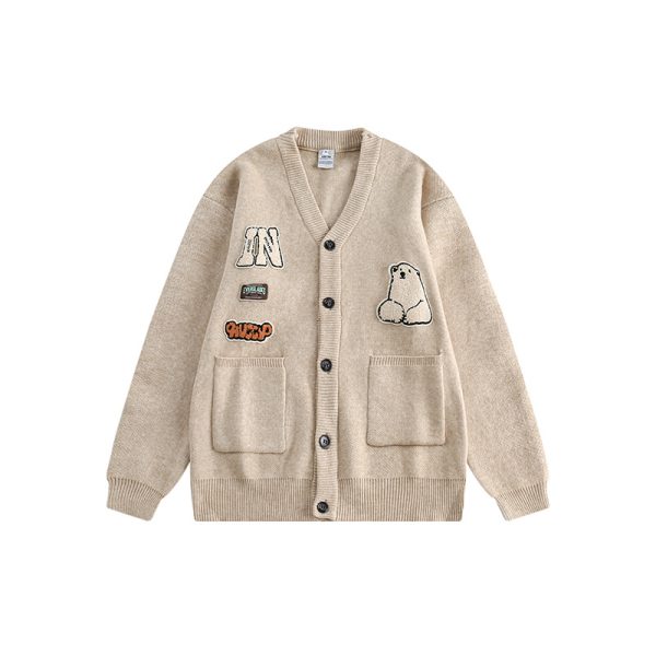 Men’s V Neck Cardigan Loose Sweater