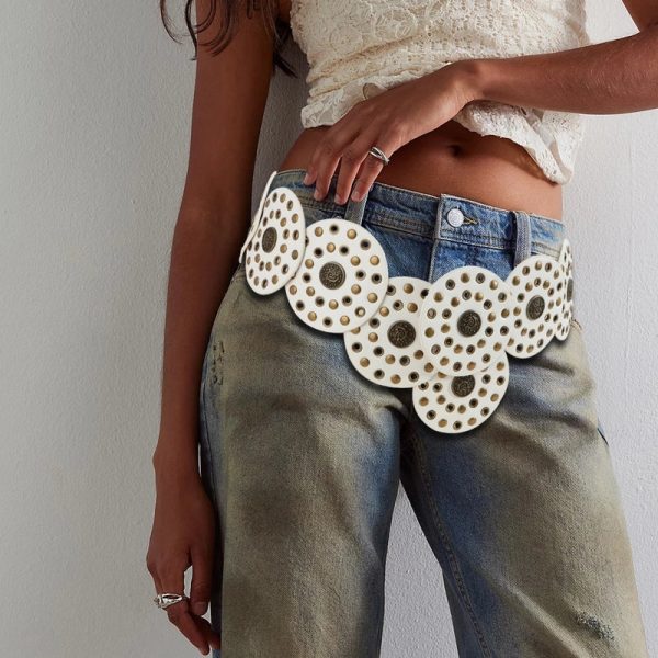 Casual Minimalist Classic Style Round Pu Leather Alloy Metal Button Women's Leather Belts