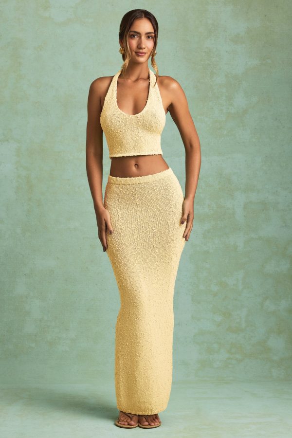 Bouclé Mid-Rise Maxi Skirt in Yellow - Image 4