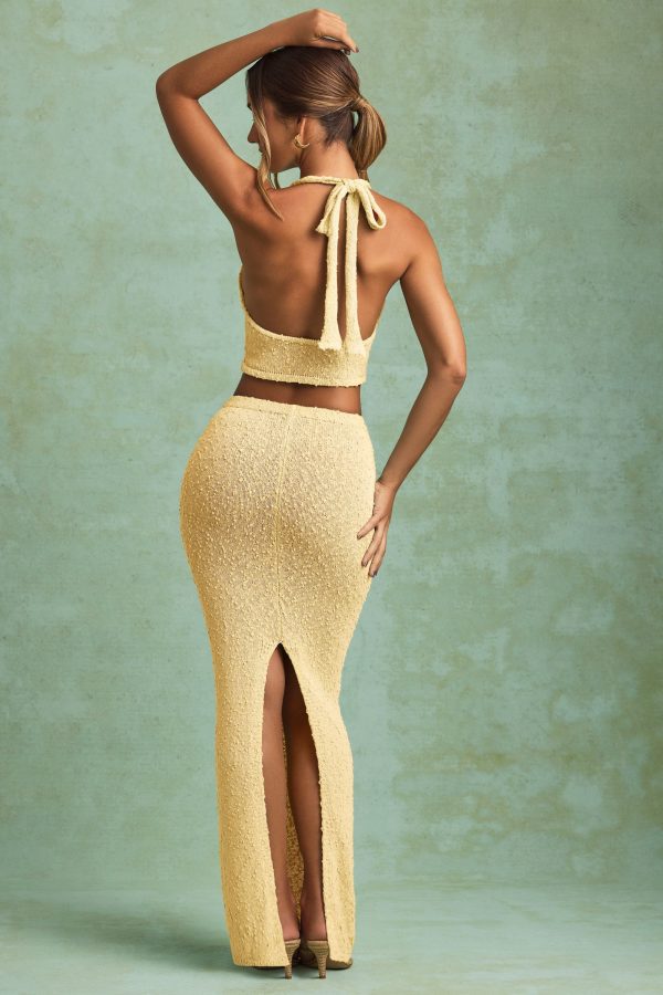 Bouclé Mid-Rise Maxi Skirt in Yellow - Image 5