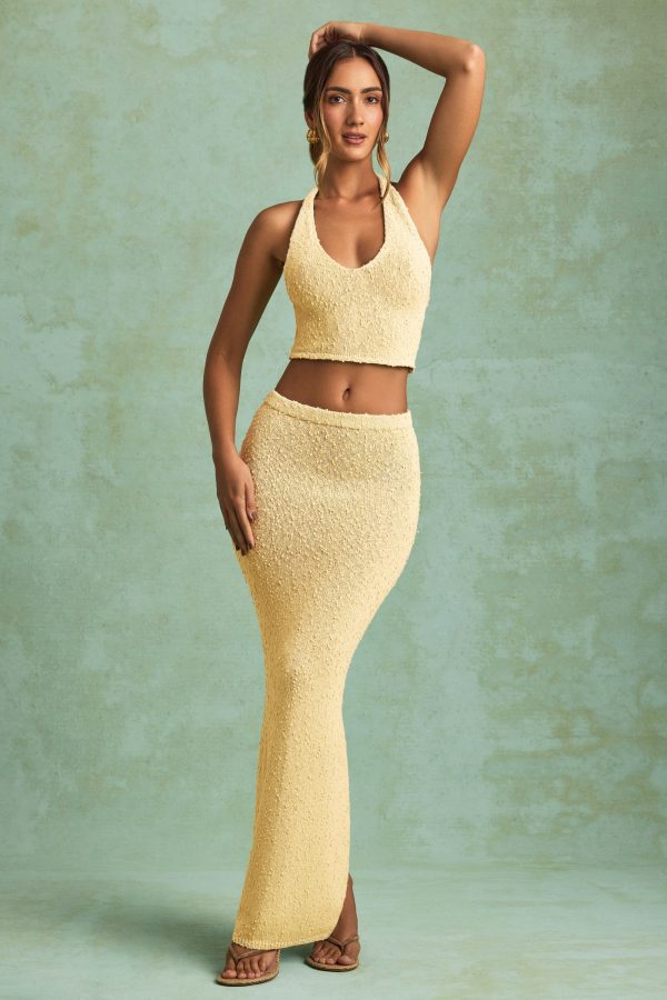 Bouclé Mid-Rise Maxi Skirt in Yellow - Image 6