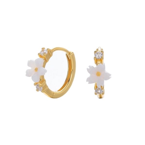1 Pair 925 Sterling Silver Zircon Flower Earrings - Image 5