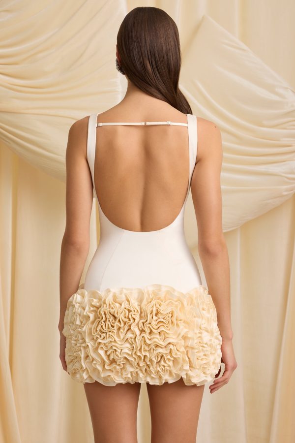 Appliqué Open-Back Mini Dress in Ivory - Image 2