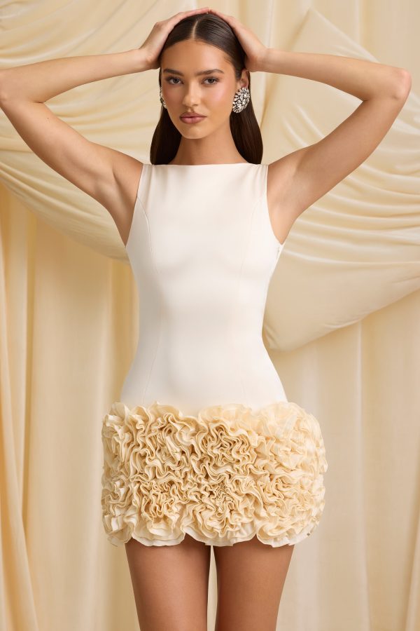 Appliqué Open-Back Mini Dress in Ivory - Image 8