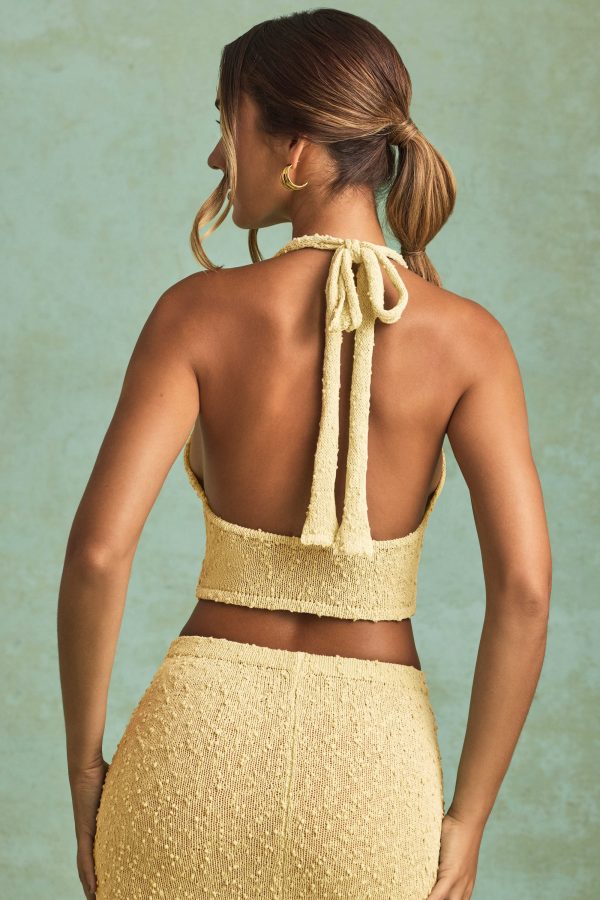 Bouclé Halterneck Crop Top in Yellow - Image 5