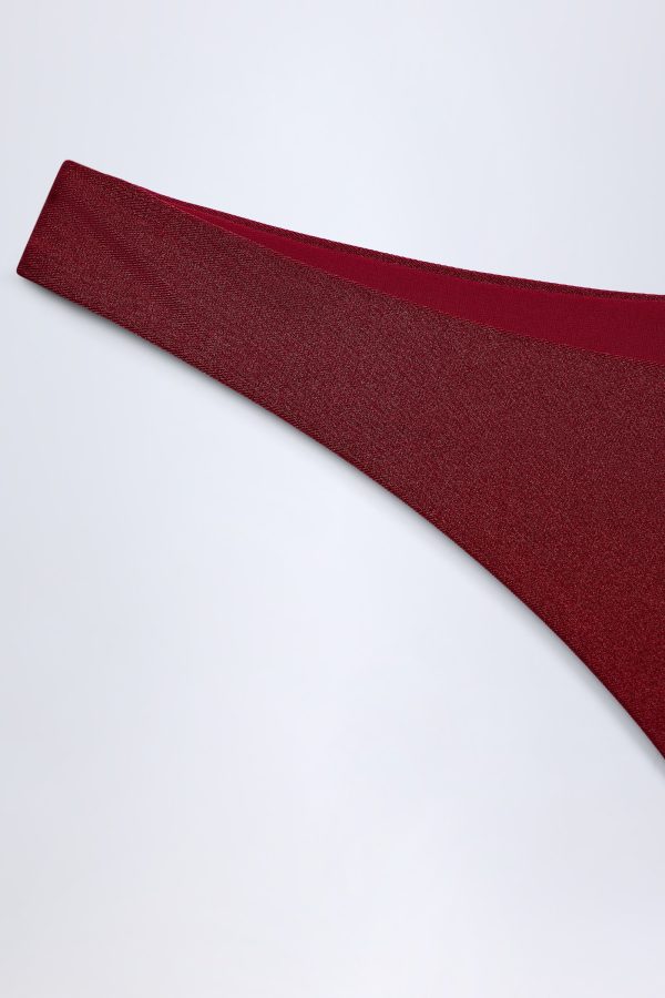 Bead-Embellished Cut-Out Bandeau Swimsuit in Dark Cherry - Image 6