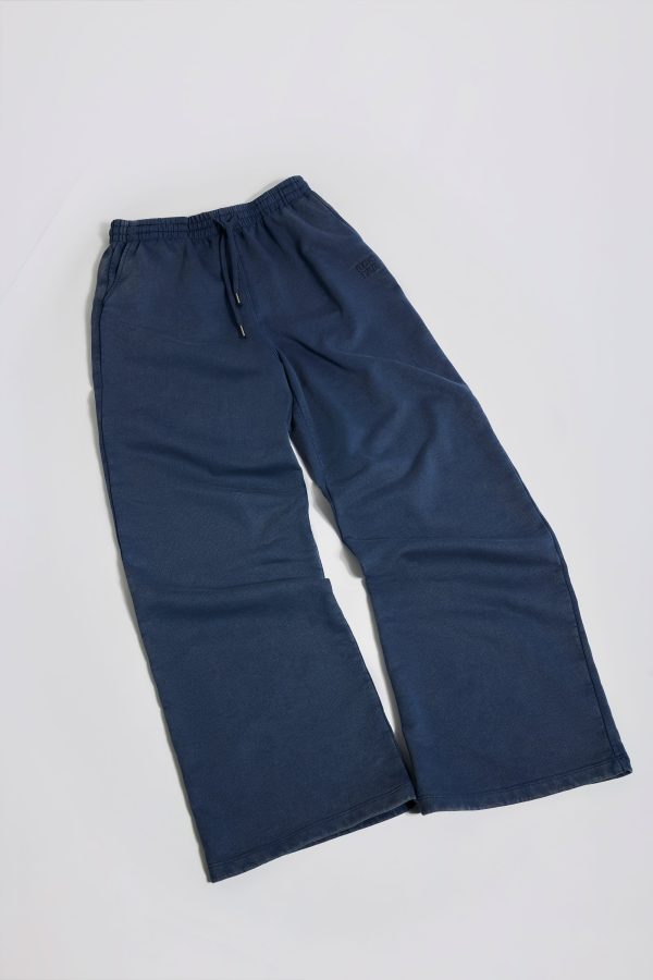 Acid Wash Wide-Leg Joggers in Blue - Image 9
