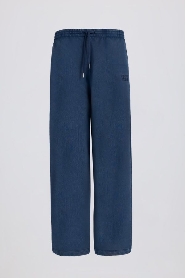 Acid Wash Wide-Leg Joggers in Blue - Image 2