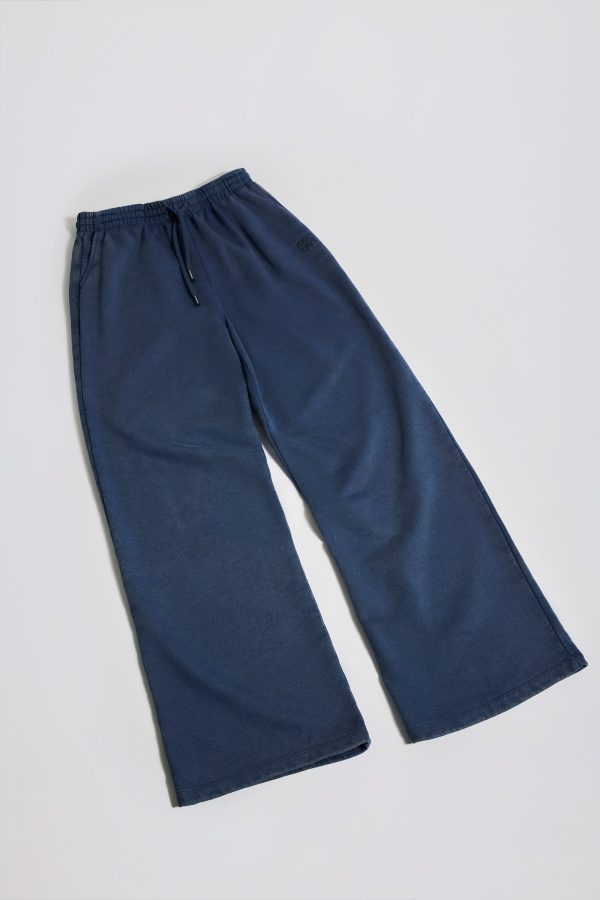 Acid Wash Wide-Leg Joggers in Blue - Image 8