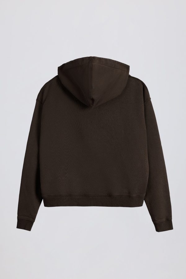Acid Wash Oversized Hoodie in Brown - Image 3