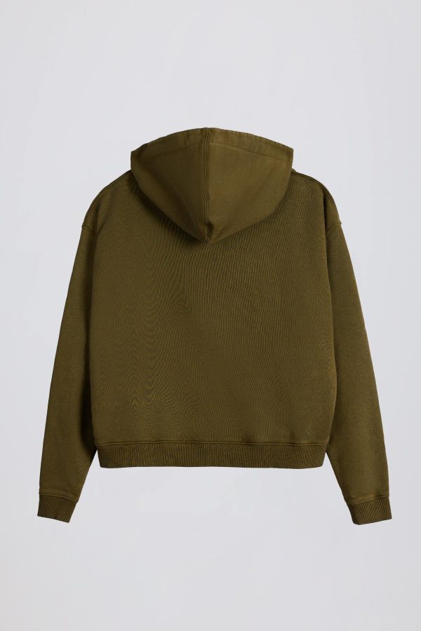 Acid Wash Oversized Hoodie in Dark Green - Image 3