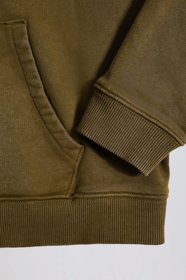Acid Wash Oversized Hoodie in Dark Green - Image 5