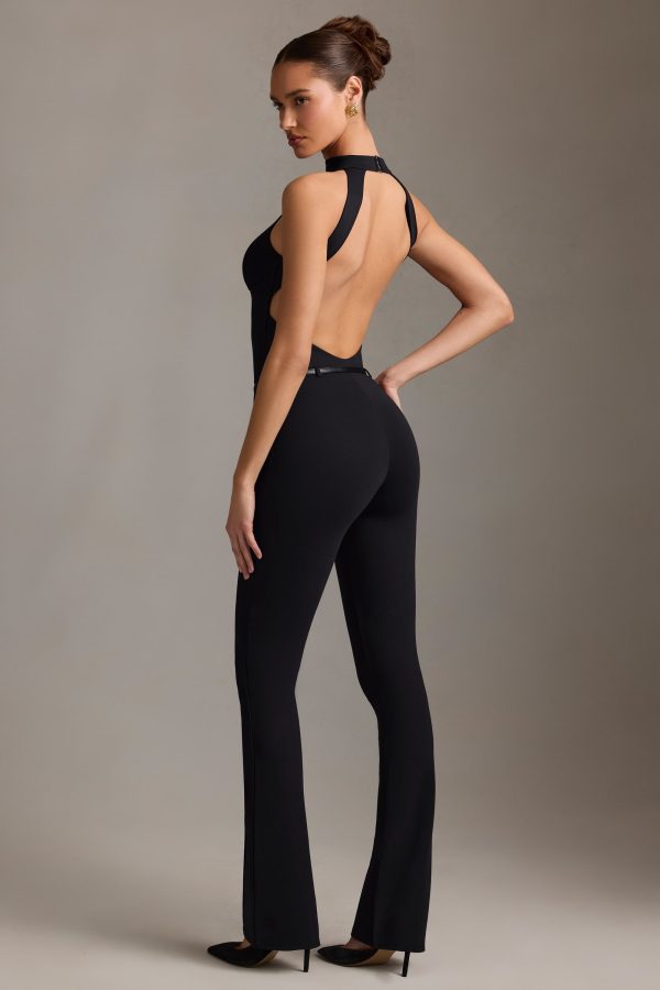 Backless Turtleneck Jumpsuit in Black - Image 7