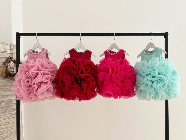 Ball Gown Sleeveless Rosette Organza Knee Length Kids Party Flower Girl Dress - Image 2