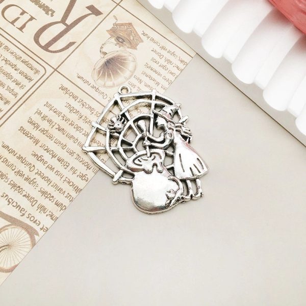 1 Piece Alloy Moon Spider Web Skull Pendant - Image 21