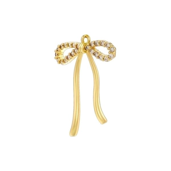 1 Piece 18.5*20mm 20*27.5mm 21.5*26mm Hole 1~1.9mm Hole 3~3.9mm Brass Pearl Zircon 18K Gold Plated Bow Knot Polished Pendant - Image 4