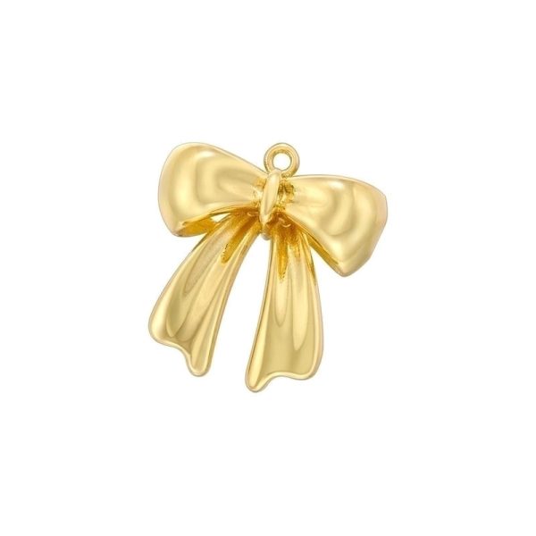 1 Piece 18.5*20mm 20*27.5mm 21.5*26mm Hole 1~1.9mm Hole 3~3.9mm Brass Pearl Zircon 18K Gold Plated Bow Knot Polished Pendant - Image 3