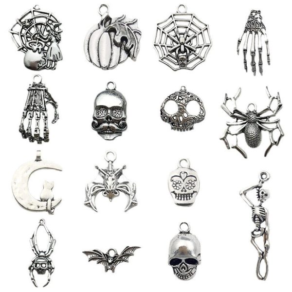 1 Piece Alloy Moon Spider Web Skull Pendant - Image 2