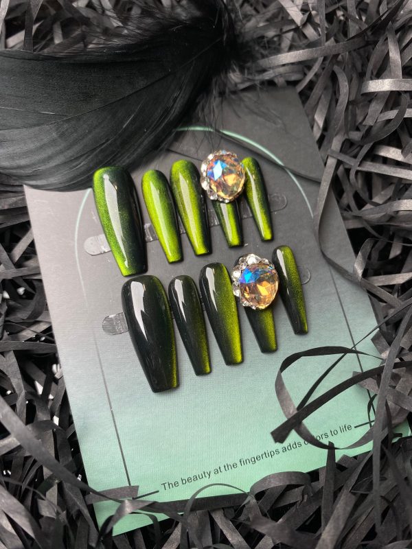 Verdant Valley Reusable Press-On Crystal Long Wearable Nails - Image 2