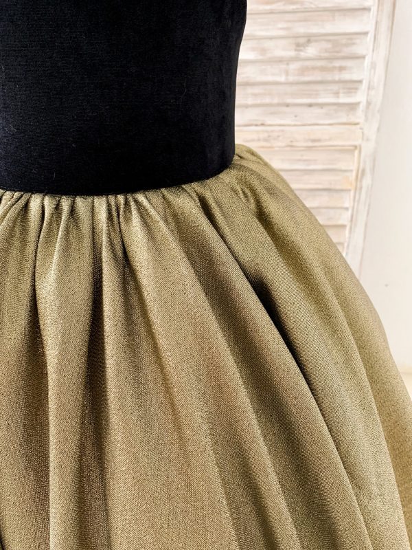 Black Velvet Gold Jacquard Keyhole Back Wedding Party Flower Girl Dress - Image 6