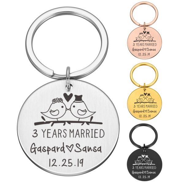 Years Married Anniversary Personalized Keychain-Customized with Name Date Key Ring Gift - Image 10
