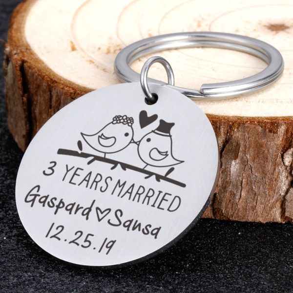 Years Married Anniversary Personalized Keychain-Customized with Name Date Key Ring Gift - Image 6