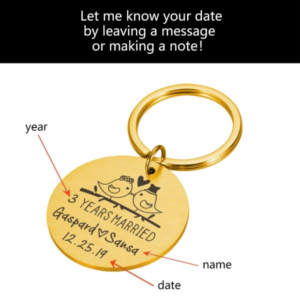 Years Married Anniversary Personalized Keychain-Customized with Name Date Key Ring Gift - Image 9