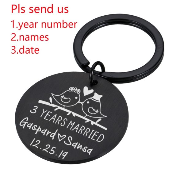 Years Married Anniversary Personalized Keychain-Customized with Name Date Key Ring Gift - Image 2