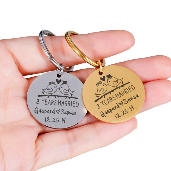 Years Married Anniversary Personalized Keychain-Customized with Name Date Key Ring Gift - Image 8