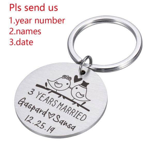 Years Married Anniversary Personalized Keychain-Customized with Name Date Key Ring Gift - Image 4