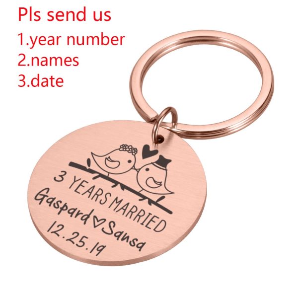 Years Married Anniversary Personalized Keychain-Customized with Name Date Key Ring Gift - Image 3
