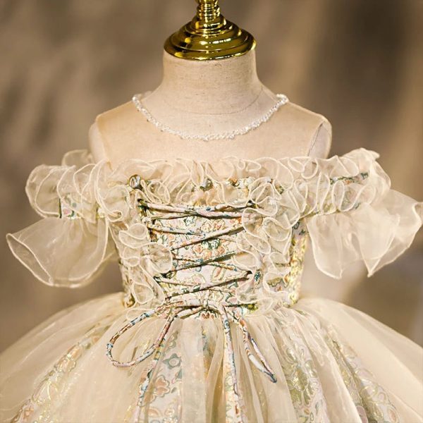 Tutu Princess Ball Gown Lace Tulle Baby 1st Birthday Party Wedding Flower Girl Dress - Image 3