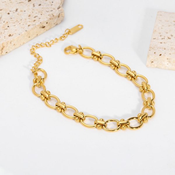 Women Fashion Round Geometric Stainless Steel Electroplating Bracelets - Image 2