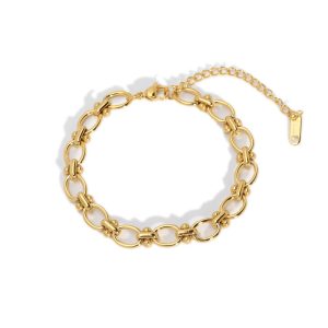 Women Fashion Round Geometric Stainless Steel Electroplating Bracelets