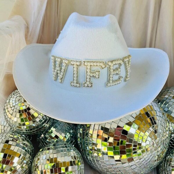 Wifey Cowboy Hat Country Western-Cowgirl Bachelorette Party- Bridal Shower-Bride Gift - Image 2