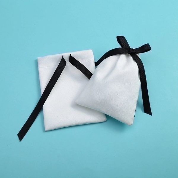 100 Pcs Simple Style Solid Color Cotton Drawstring Jewelry Packaging Bags - Image 3