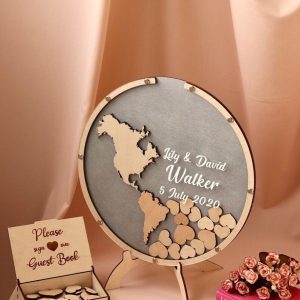 World Theme Wood Guest Wish Drop Frame - A Guestbook Alternative - Wedding - Events