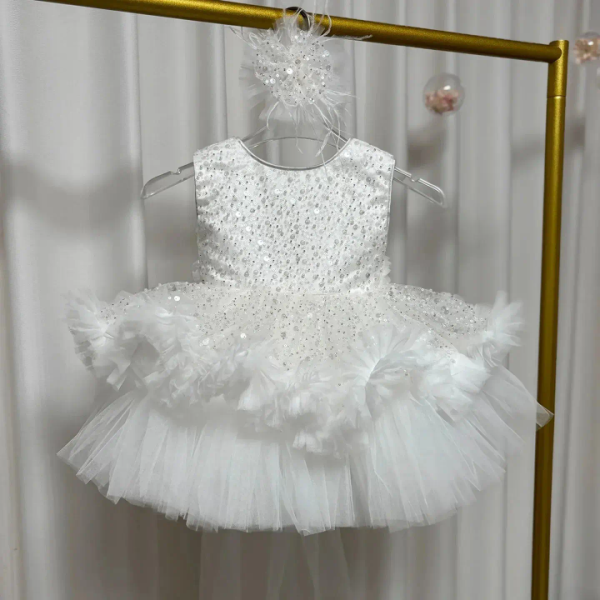 Ball Gown Fuchsia Sequin Tulle Pageants Christmas Birthday Wedding Flower Girl Dress - Image 5