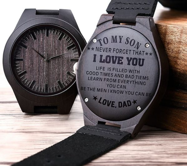 Wood-Engraved Watch for Men- Personalized Watch Gift for Groom-Dad-Groomsmen - Image 2